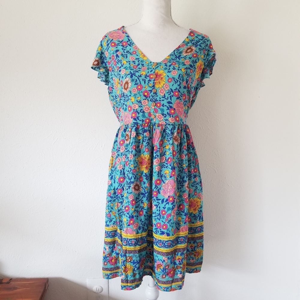 Floral Blue Mini Dress
